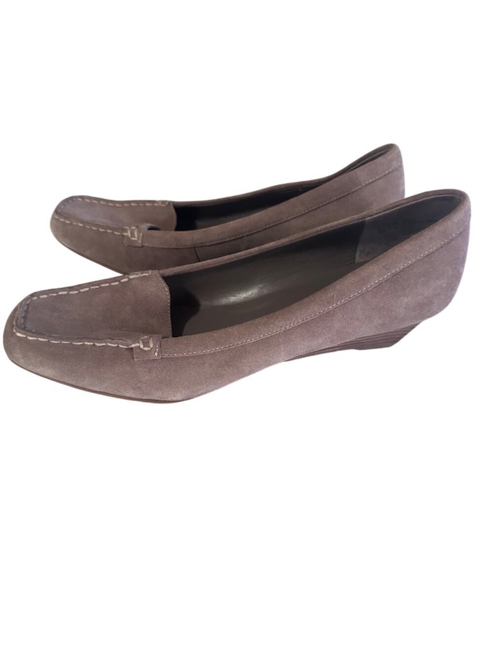 Coldwater Creek tan square toe leather wedge heels size 8.5